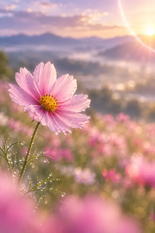 Dawn Halo over the Dew-Kissed Cosmos