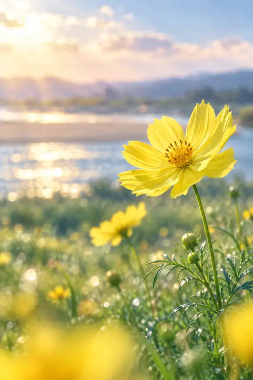 Sunset Melody by the River Shore