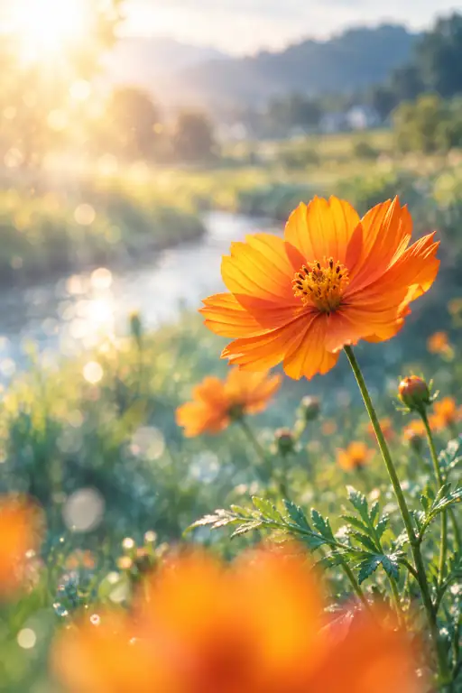 Morning Radiance Above the Gentle Rill