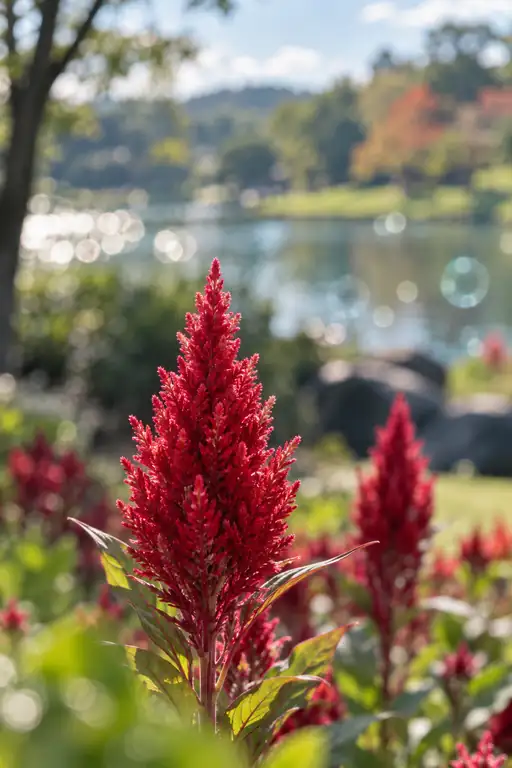 Crimson Spire Beside the Shimmering Lake