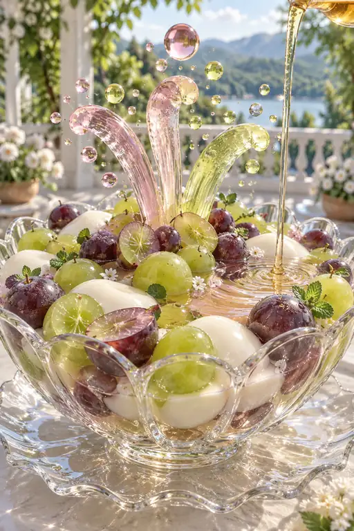 Golden Cascade Over Crystal Grapes