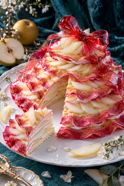 Ballgown of Crisp Pear Silk