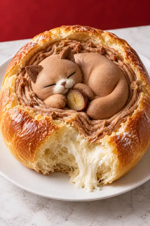 マロンの巣で眠る猫