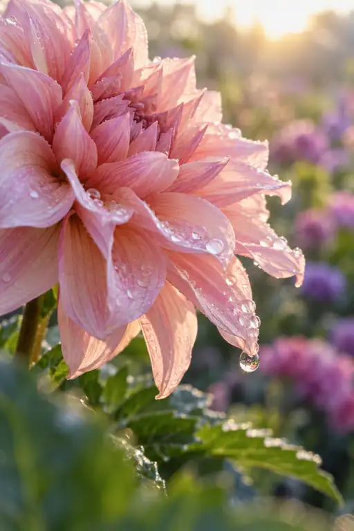 Morning Dew on Dahlia Petals