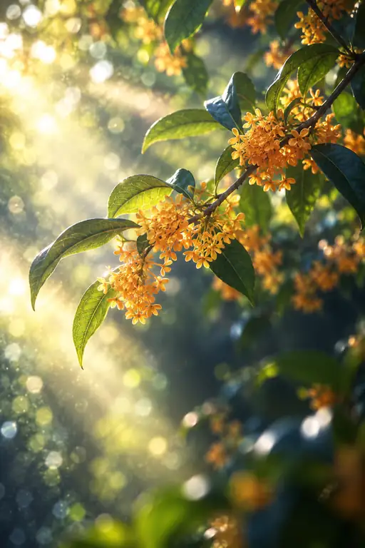 Golden Osmanthus in Morning Sunbeams
