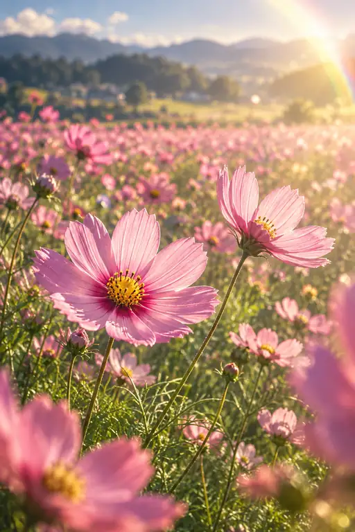 Cosmos Meadow Beneath Autumn Arc