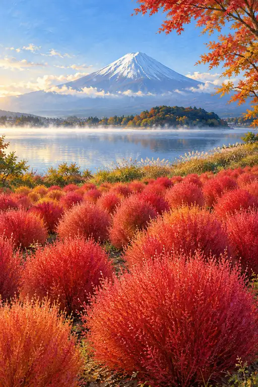 When Crimson Meets the Morning Mist