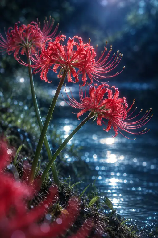 清流に寄り添う紅