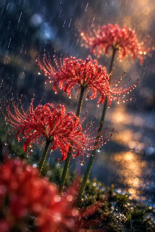 雨にも消えない紅