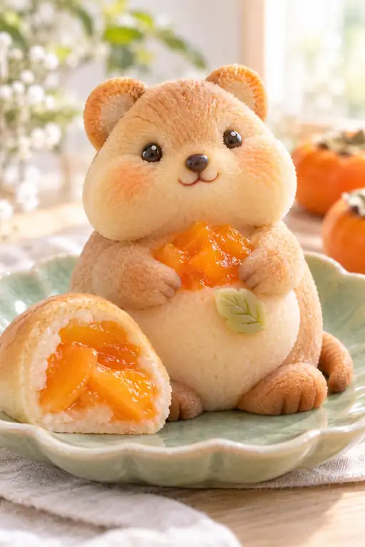 柿の実を抱くほほえみ