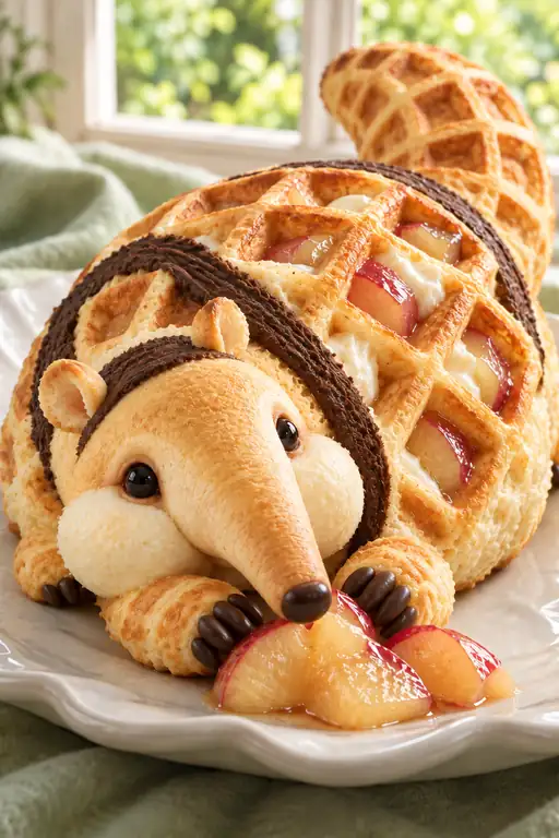ワッフルの背に林檎を味わう