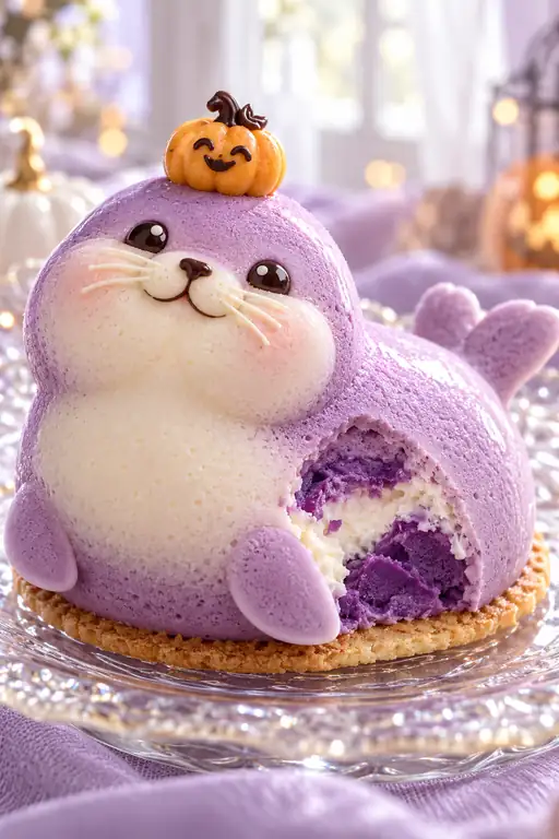 A Violet Secret Beneath a Pumpkin Smile